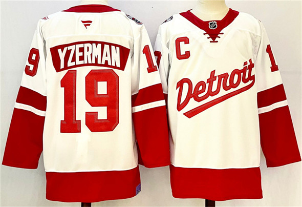 Detroit Red Wings #19 Steve Yzerman White Red 2024-25 With C Patch Stitched Jersey - Zenithce