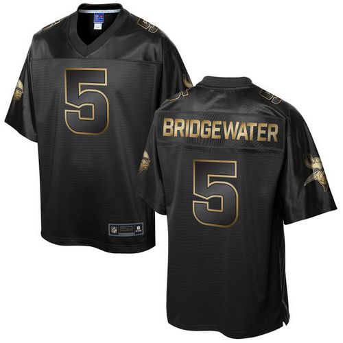 Vikings #5 Teddy Bridgewater Pro Line Black Gold Collection Stitched Game Nike Jersey - Zenithce