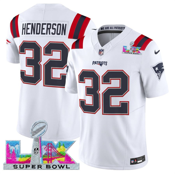 New England Patriots #32 TreVeyon Henderson White 2025 F.U.S.E. Super Bowl LX Patch Vapor Limited Stitched Jersey - Zenithce