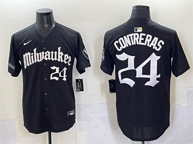 Milwaukee Brewers #24 William Contreras Black 'Gothic 414 Shadows Edition' Vapor Premier Limited Stitched Jersey - Zenithce