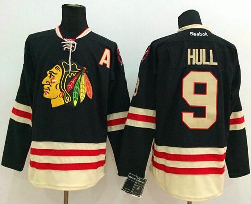 Blackhawks #9 Bobby Hull Black 2015 Winter Classic Stitched Jersey - Zenithce