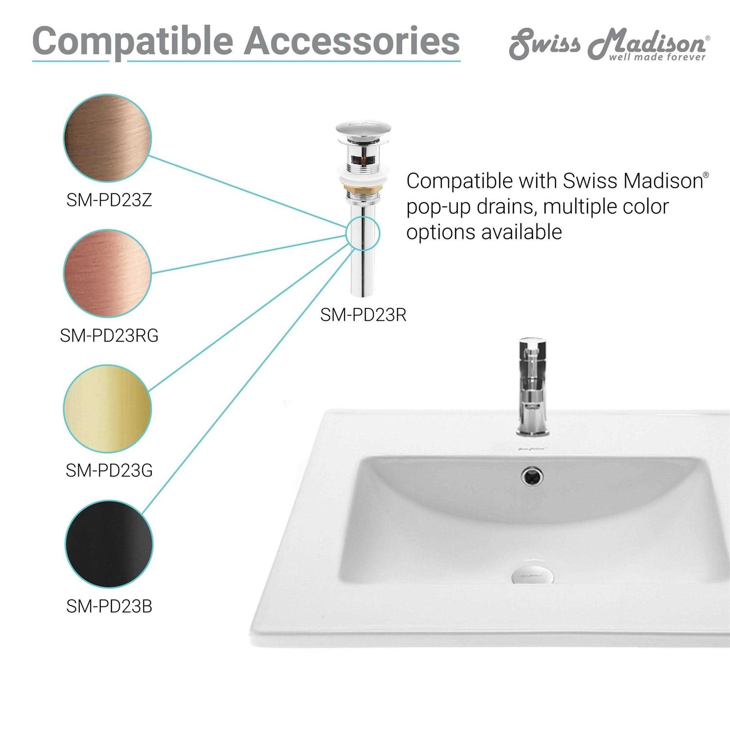 Swiss Madison Voltaire 25 Vanity Top Sink with Single Faucet Hole - Zenithce