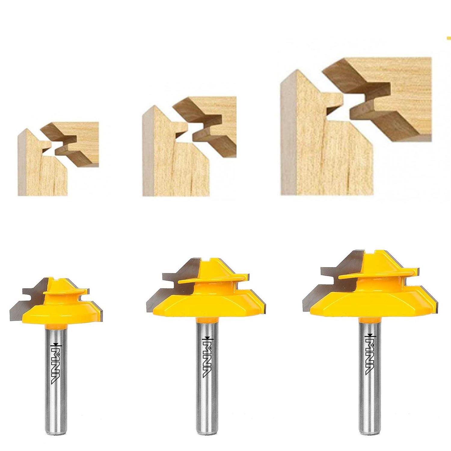 Mna 45 Degree Lock Miter Router Bit 3-Piece Set - Zenithce