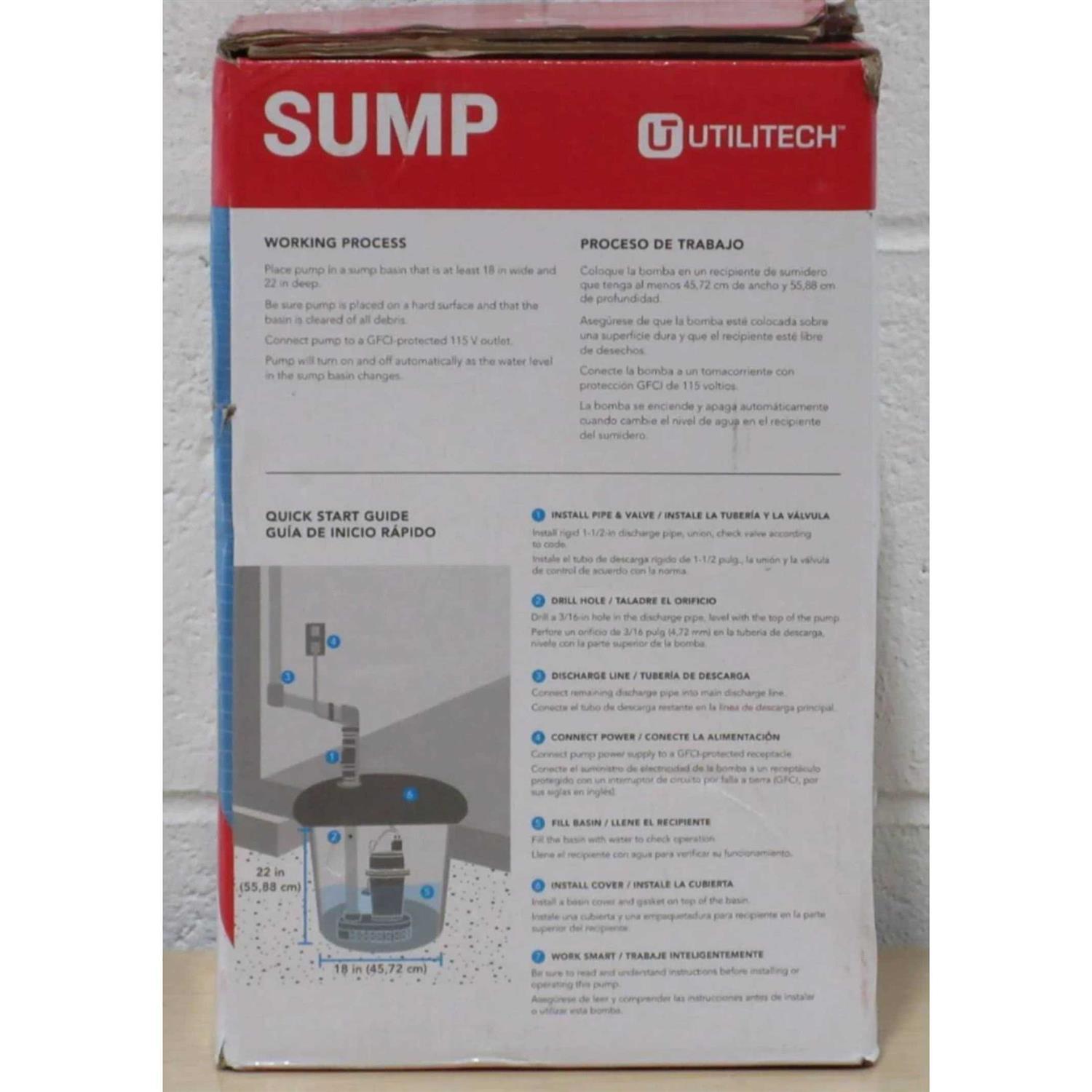Utilitech 0.33-HP Thermoplastic Submersible Utility Pump 148002 - Zenithce