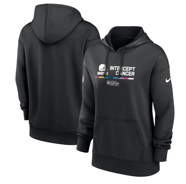 Women's Cleveland Browns 2022 Black NFL Crucial Catch Therma Performance Pullover Hoodie(Run Small) - Zenithce
