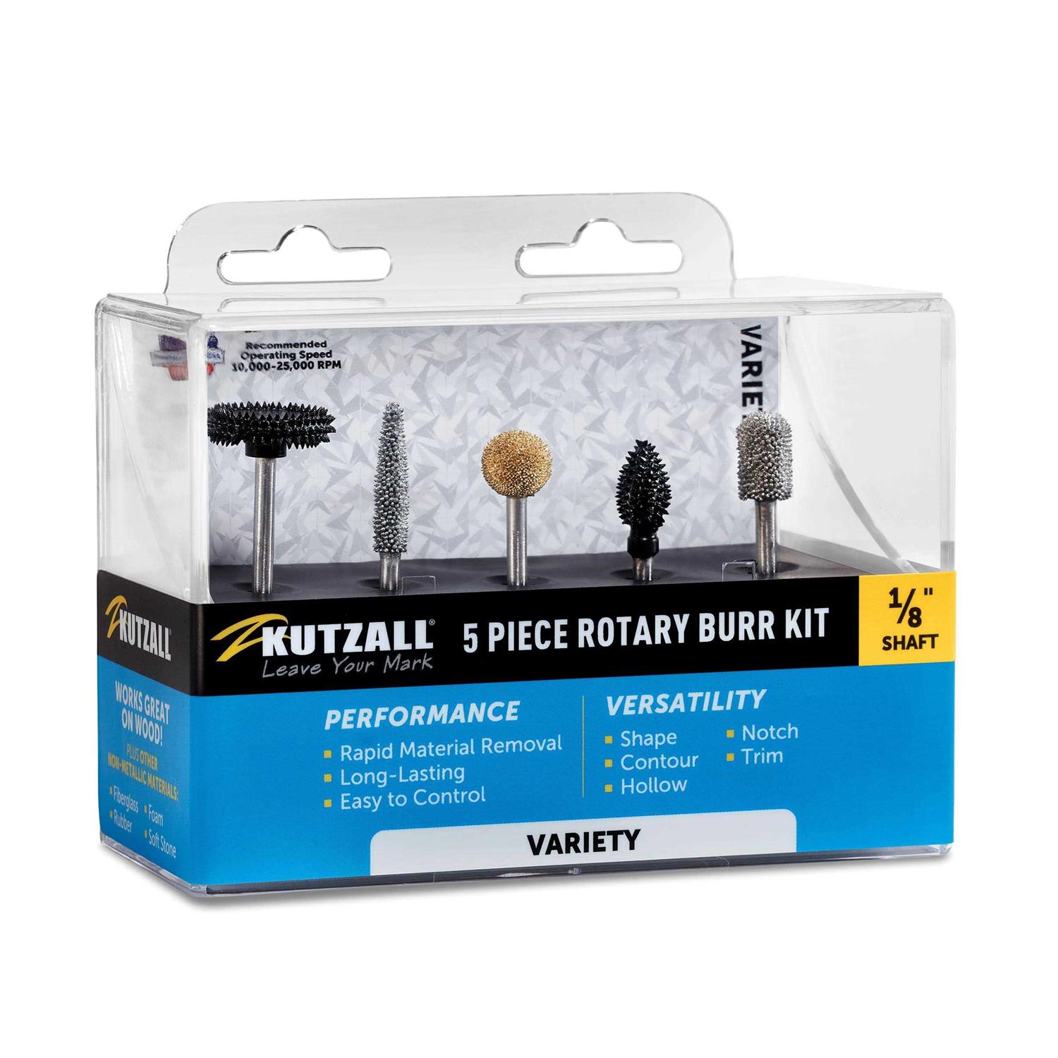 Kutzall 1/4 Shank 3-Piece Very Coarse Burr Kit - Zenithce