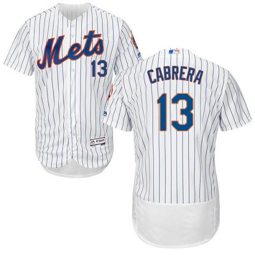 Mets #13 Asdrubal Cabrera White(Blue Strip) Flexbase Authentic Collection Stitched Jersey - Zenithce