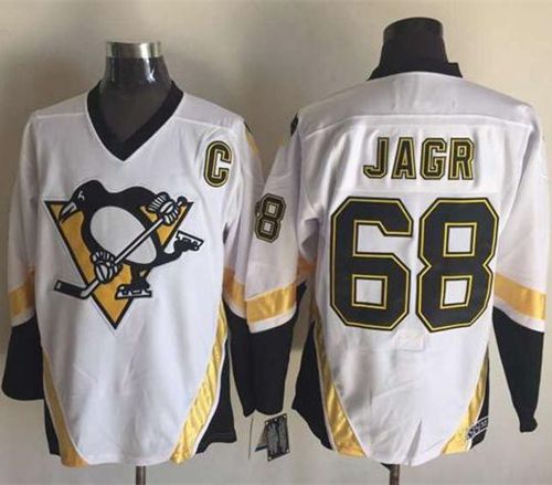 Penguins #68 Jaromir Jagr White CCM Throwback Stitched Jersey - Zenithce