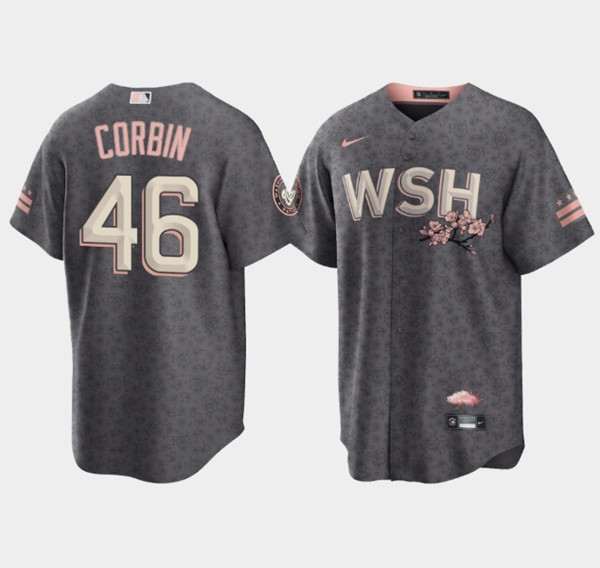 Washington Nationals #46 Patrick Corbin 2022 Gray City Connect Cherry Blossom Cool Base Stitched Jersey - Zenithce