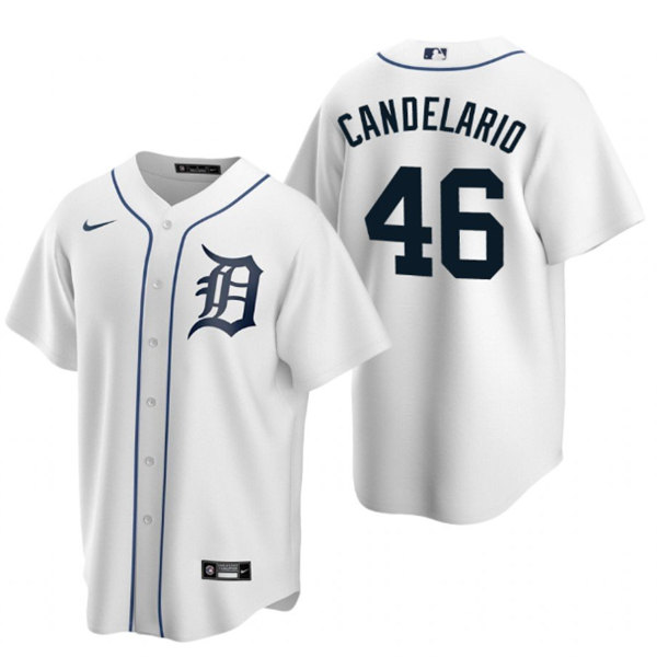 Detroit Tigers #46 Jeimer Candelario White Cool Base Stitched Jersey - Zenithce