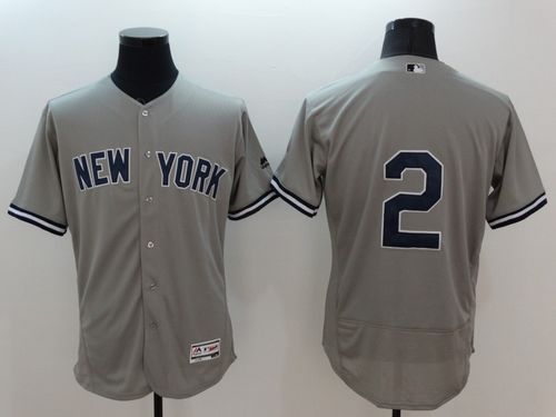 Yankees #2 Derek Jeter Grey Flexbase Authentic Collection Stitched Jersey - Zenithce