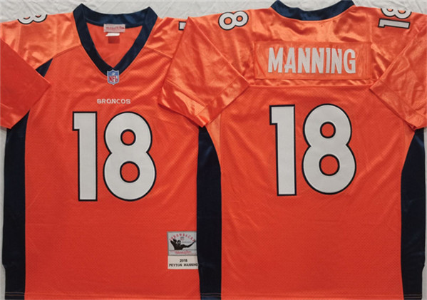 Denver Broncos #18 Peyton Manning Orange Throwback Stitched Jersey - Zenithce