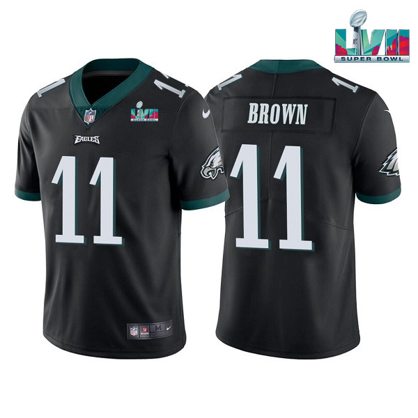 Philadelphia Eagles #11 A.J. Brown Black Super Bowl LVII Patch Vapor Untouchable Limited Stitched Jersey - Zenithce