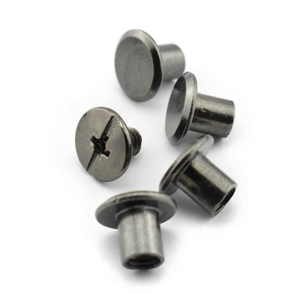 LQ Industrial 120pcs Chicago Screw Cross Head Phillips Drive Binding Screws Rivet Book Binding DIY Leather Craft Assembly Bolt 5x6mm - Zenithce