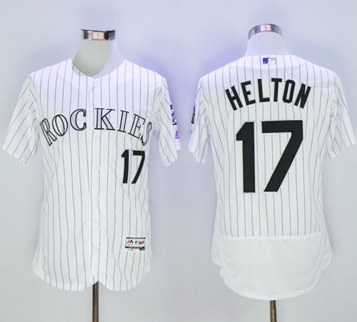 Rockies #17 Todd Helton White Strip Flexbase Authentic Collection Stitched Jersey - Zenithce
