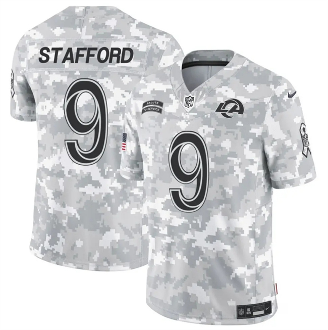 Los Angeles Rams #9 Matthew Stafford Arctic Camo 2024 F.U.S.E. Salute To Service Limited Stitched Jersey - Zenithce