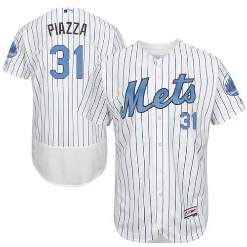 Mets #31 Mike Piazza White(Blue Strip) Flexbase Authentic Collection 2016 Father's Day Stitched Jersey - Zenithce
