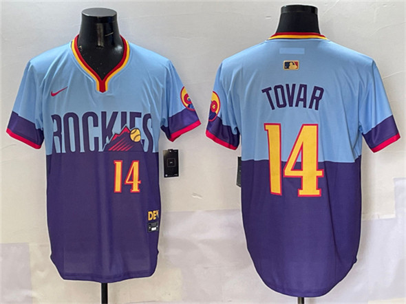 Colorado Rockies #14 Ezequiel Tovar Purple Light Blue 2025 City Connect Limited Stitched Jersey - Zenithce