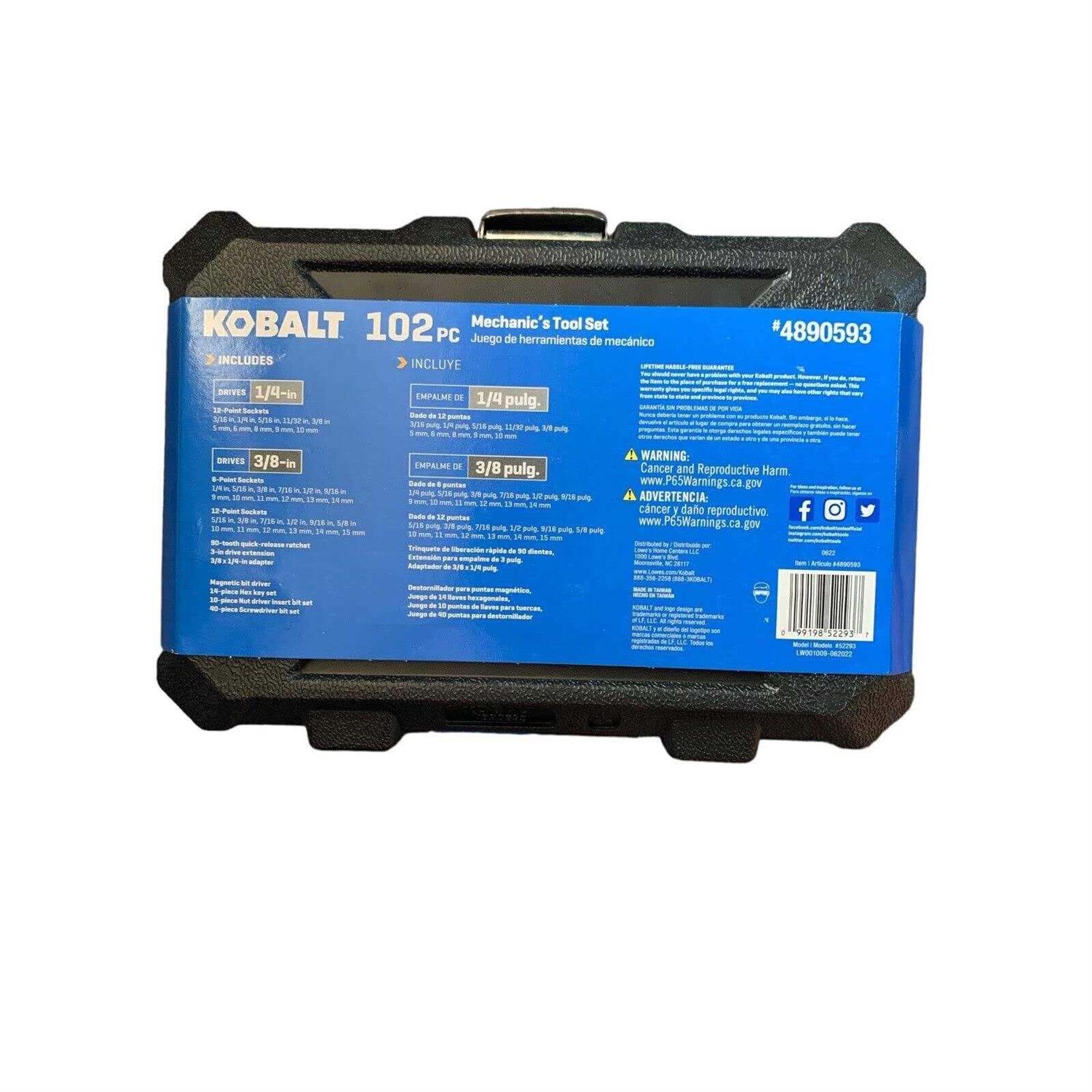 Kobalt 100-Piece Household Tool Set with Hard Case 89998 - Zenithce