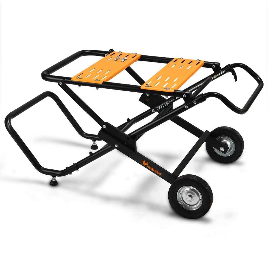 WORKESS 4 in 1 Roller Stand Stable 440 Lbs Load Capacity with Saw Horses - Zenithce