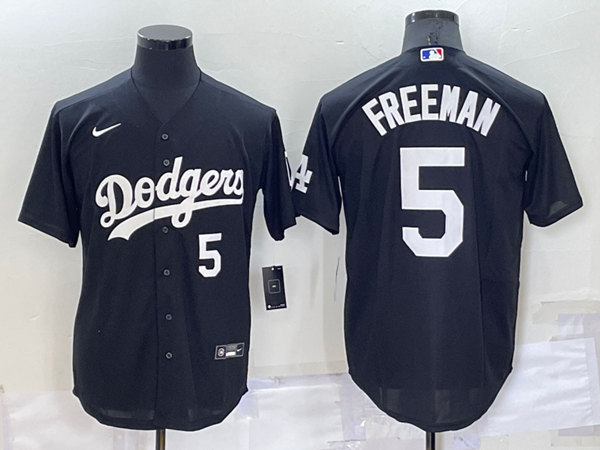 Los Angeles Dodgers #5 Freddie Freeman Black Cool Base Stitched Baseball Jersey - Zenithce