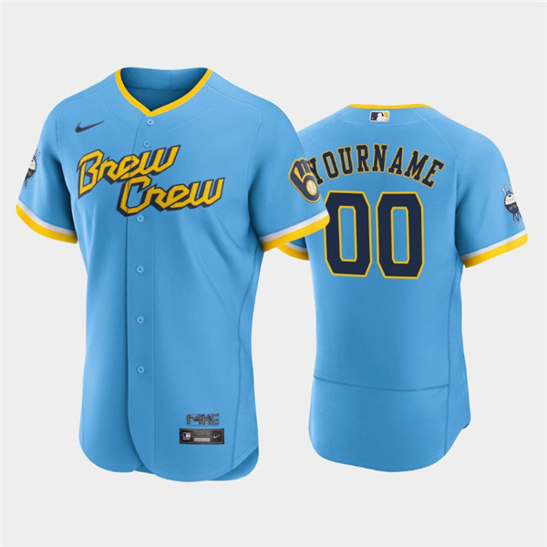 Milwaukee Brewers Customized Custom Powder Blue 2022 City Connect Flex Base Stitched Jersey - Zenithce