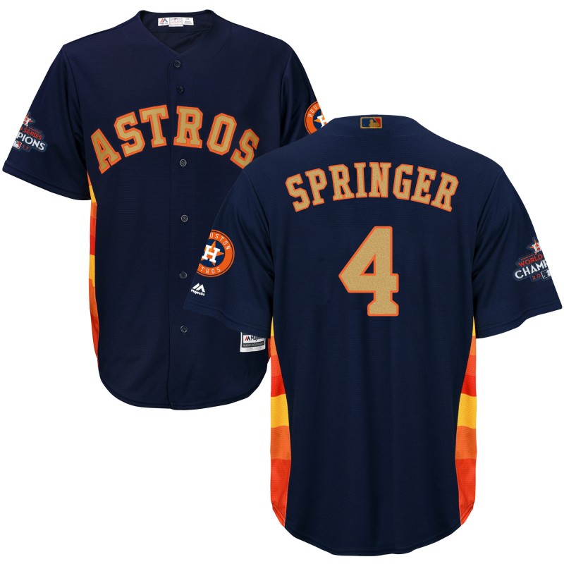 Houston Astros #4 George Springer Navy 2018 Gold Program Cool Base Stitched Jersey - Zenithce