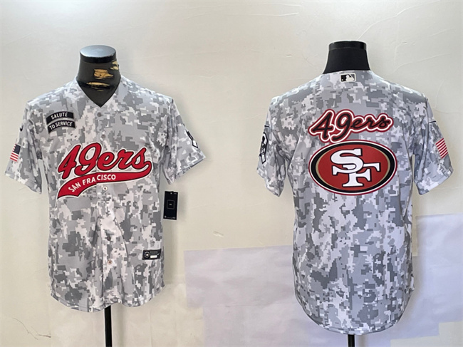 San Francisco 49ers Team Big Logo 2024 Arctic Camo Salute To Service Stitched Jersey - Zenithce