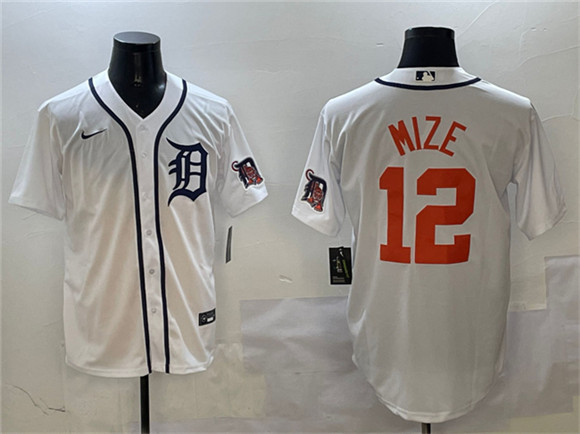 Detroit Tigers #12 Casey Mize White With Patch Cool Base Stitched Jersey - Zenithce