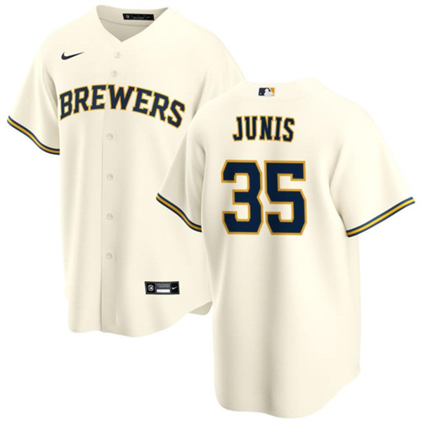 Milwaukee Brewers #35 Jakob Junis Cream Cool Base Stitched Jersey - Zenithce