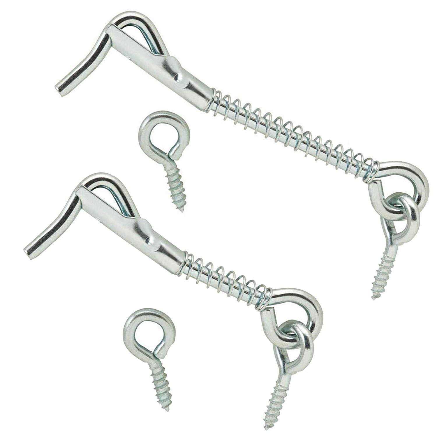 Wideskall Zinc Plated Wire Gate Hook and Eye Latch with Spring Lock - Zenithce