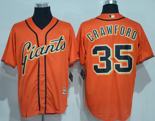 Giants #35 Brandon Crawford Orange New Cool Base Alternate Stitched Jersey - Zenithce