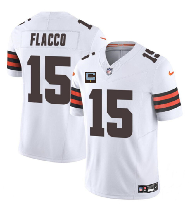 Cleveland Browns #15 Joe Flacco White 2025 F.U.S.E. With 1-Star C Patch Vapor Limited Stitched Jersey - Zenithce