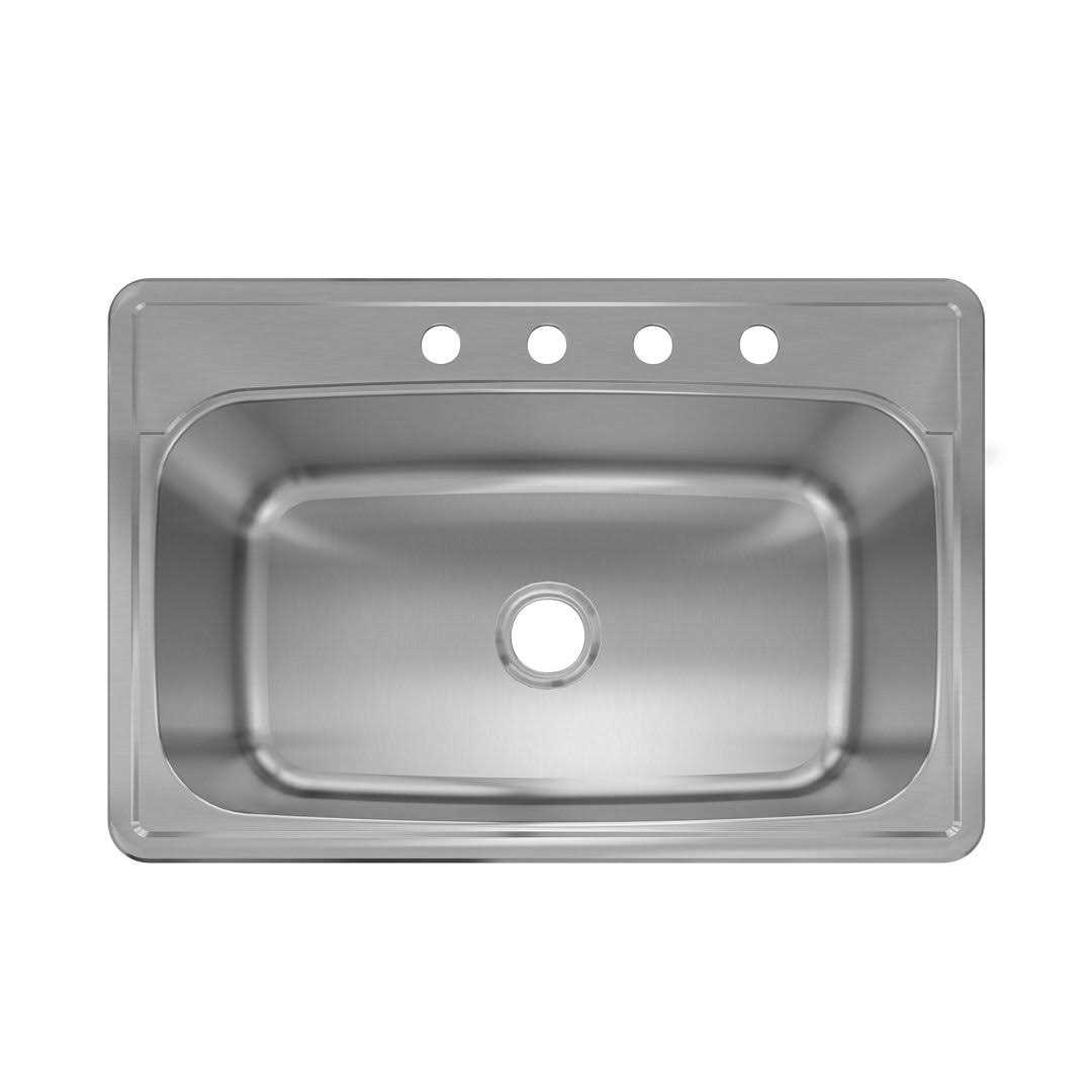 Sinber Drop in Single Bowl 304 Stainless Steel Kitchen Sink HT3322S-S-9W - Zenithce