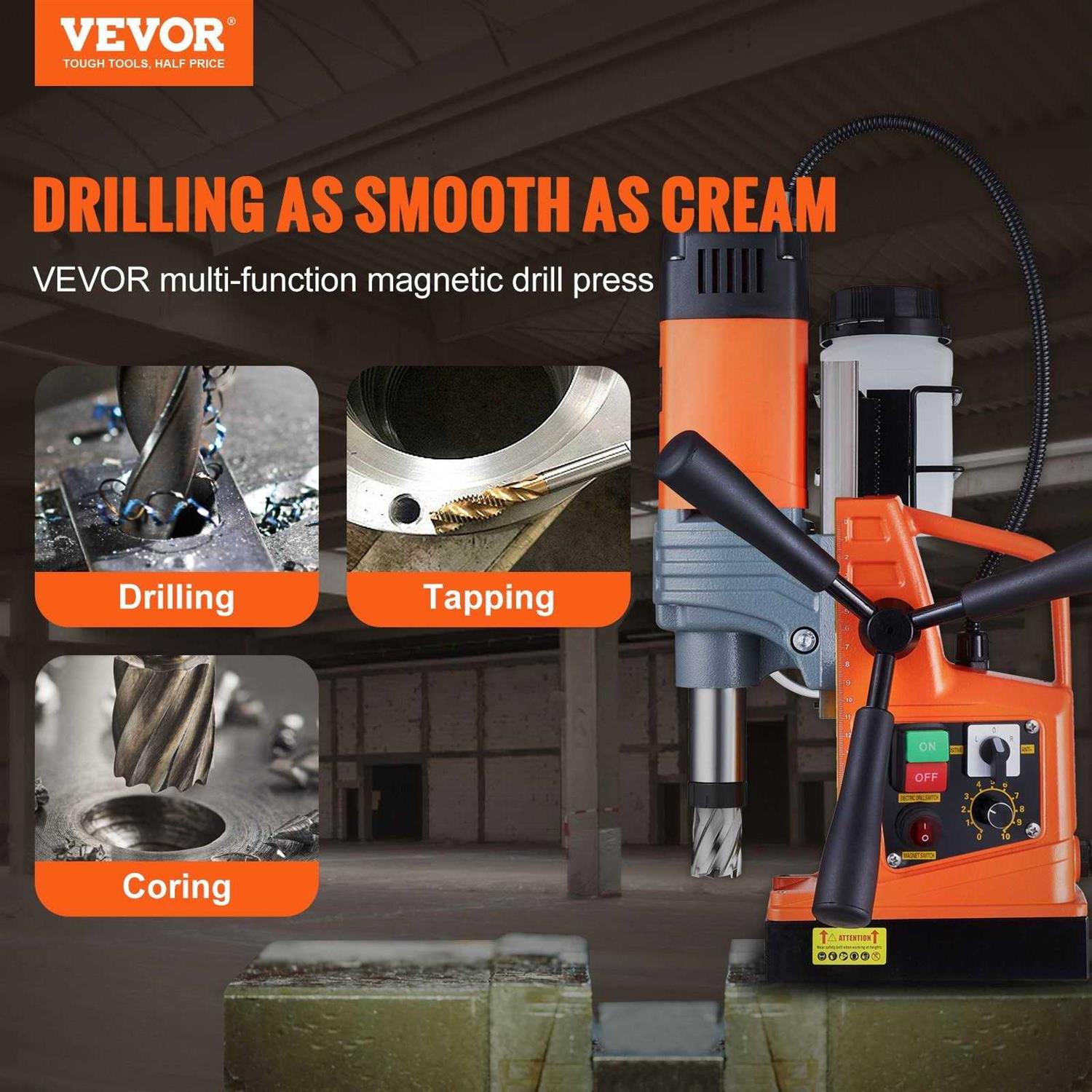 VEVOR Mag Drill Press 1300W 1.57 Boring Diameter 2922lbf Power Portable Magnetic Drill - Zenithce