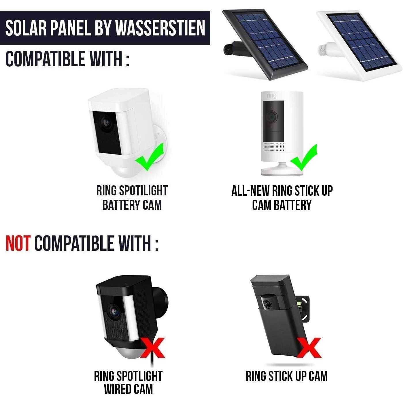 Wasserstein Solar Panel Compatible with Ring Spotlight Cam Battery & Ring Stick Up Cam Battery - Zenithce