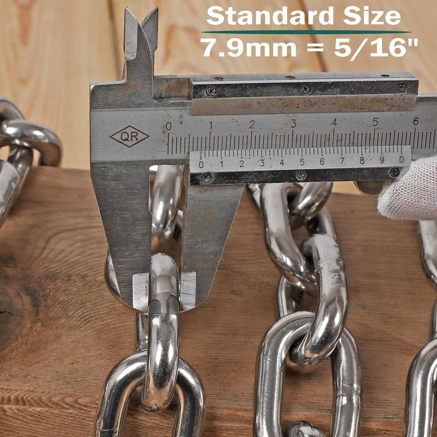 Deck Man 316 Stainless Steel 5/16 Boat Anchor Chain with 2 Pcs 3/8 Anti-off Shackles,Marine Grade - Zenithce