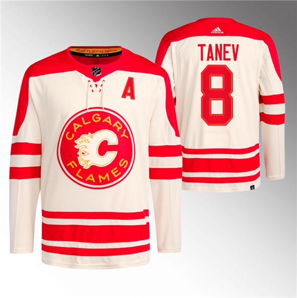Calgary Flames #8 Chris Tanev 2023 Cream Classic Primegreen Stitched Jersey - Zenithce