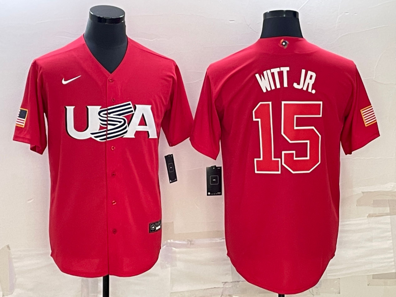 USA #15 Bobby Witt Jr. 2023 Red World Classic Stitched Jersey - Zenithce