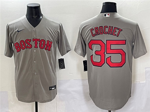 Boston Red Sox #35 Garrett Crochet Gray Cool Base Stitched Jersey - Zenithce