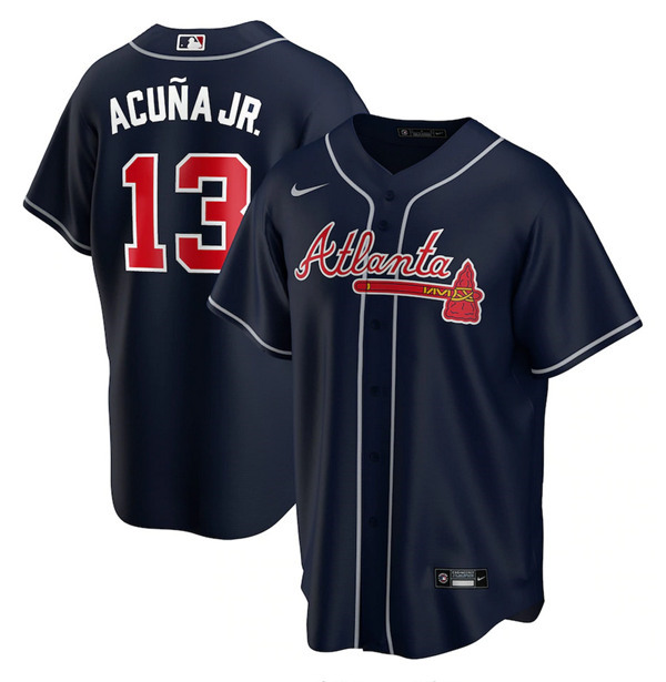 Atlanta Braves #13 Ronald Acuna Jr. Navy Stitched Jersey - Zenithce