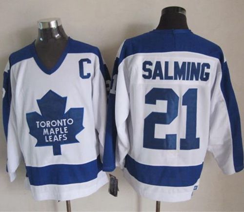 Maple Leafs #21 Borje Salming White Blue CCM Throwback Stitched Jersey - Zenithce