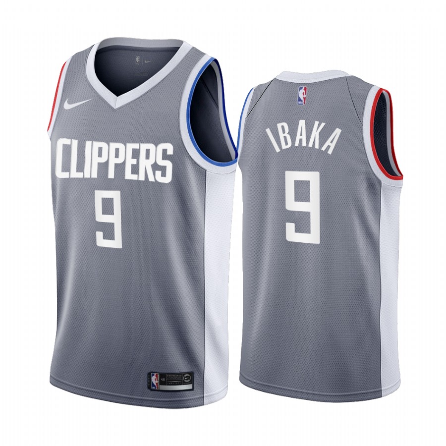 Los Angeles Clippers #9 Serge Ibaka Gray Swingman 2020-21 Earned Edition Jersey - Zenithce
