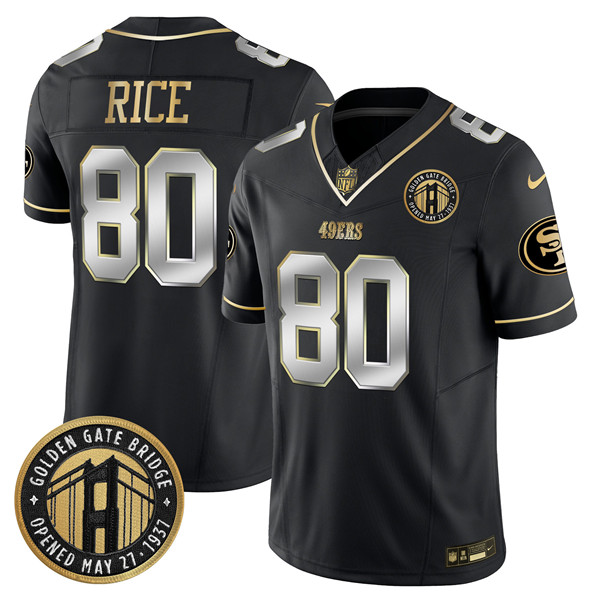 San Francisco 49ers #80 Jerry Rice Black F.U.S.E. Golden Gate Bridge Patch Vapor Limited Stitched Jersey - Zenithce