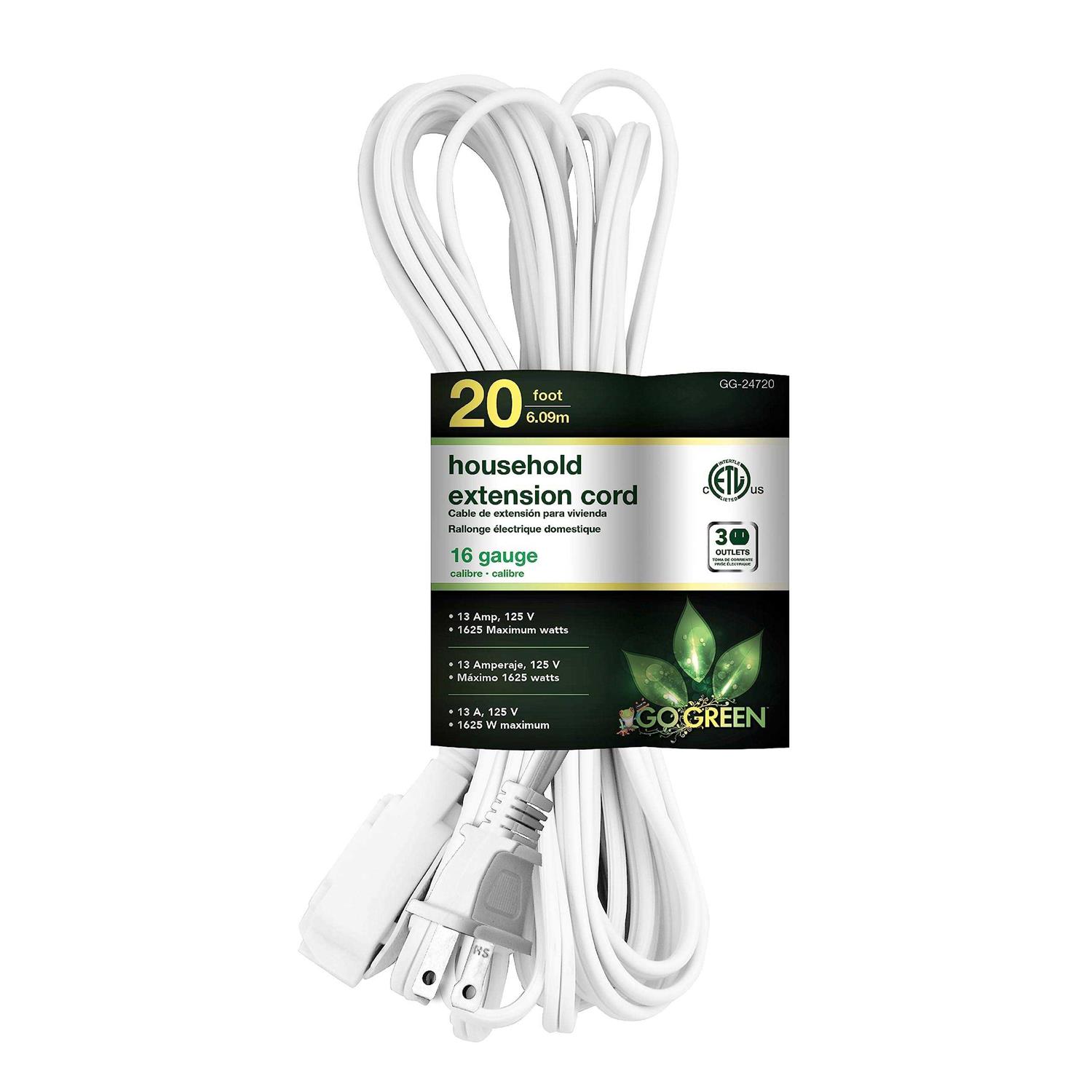 GoGreen Power GG-13725BK 16/3 25′ Heavy Duty Extension Cord - Zenithce