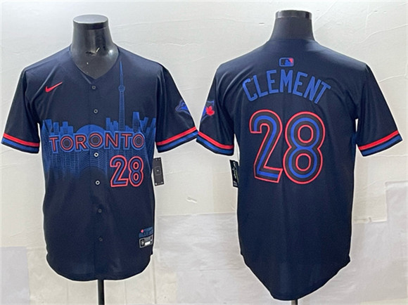 Toronto Blue Jays #28 Ernie Clement Navy 2024 City Connect Limited Stitched Jersey - Zenithce