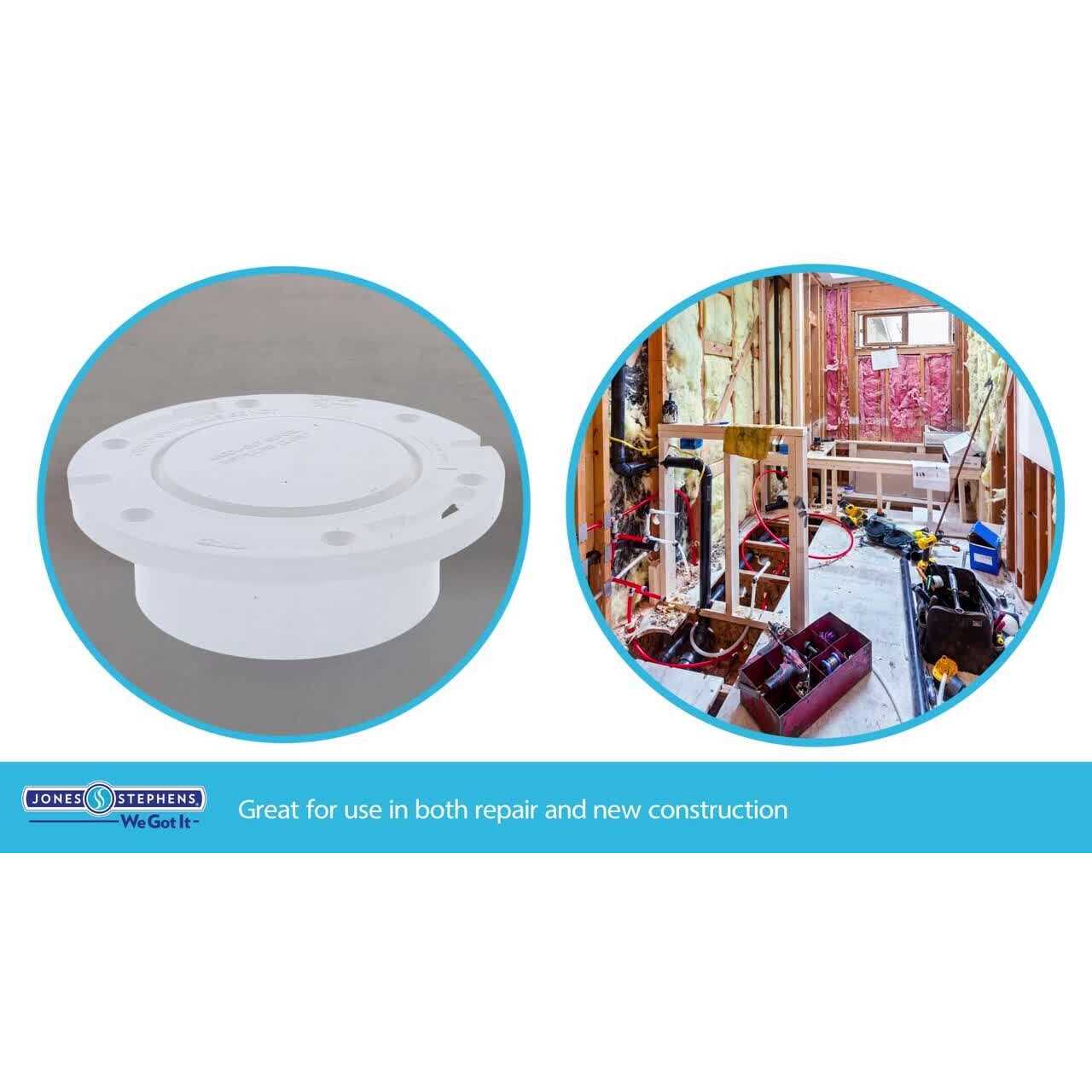 Jones Stephens 3 x 4 Plumbfit PVC Offset Closet Flange with Plastic Swivel Ring less Knockout - Zenithce