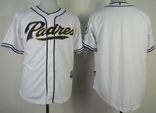 Padres Blank White Cool Base Stitched Jersey - Zenithce