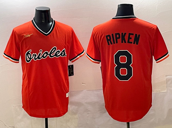 Baltimore Orioles #8 Cal Ripken Jr. Orange Throwback Stitched Jersey - Zenithce