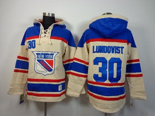 Rangers #30 Henrik Lundqvist Cream Sawyer Hooded Sweatshirt Stitched Jersey - Zenithce